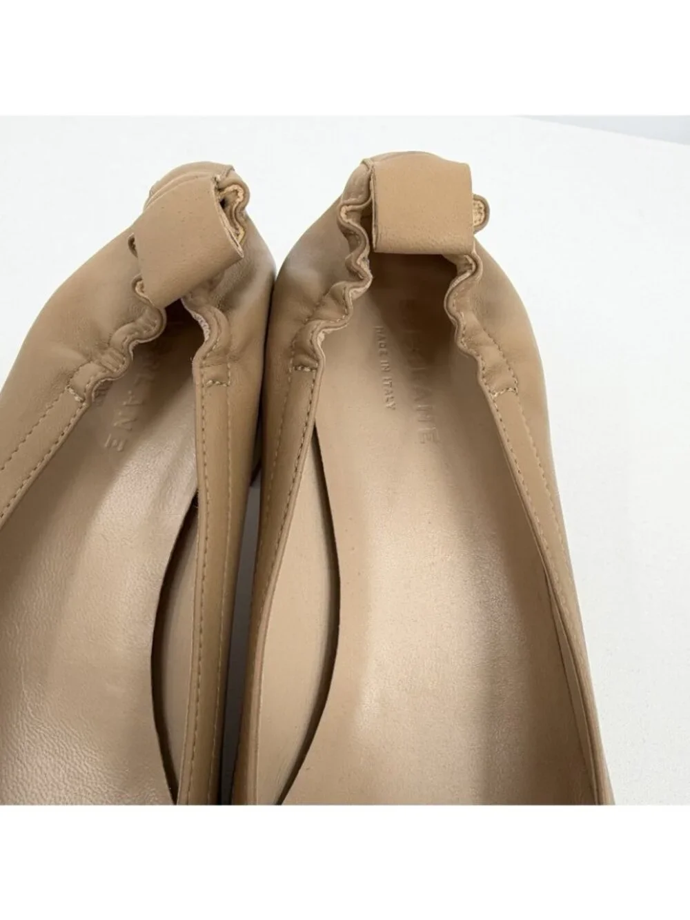Everlane Italian Leather Day Heel Light Taupe 10 Women's Elastic Back Comfort
